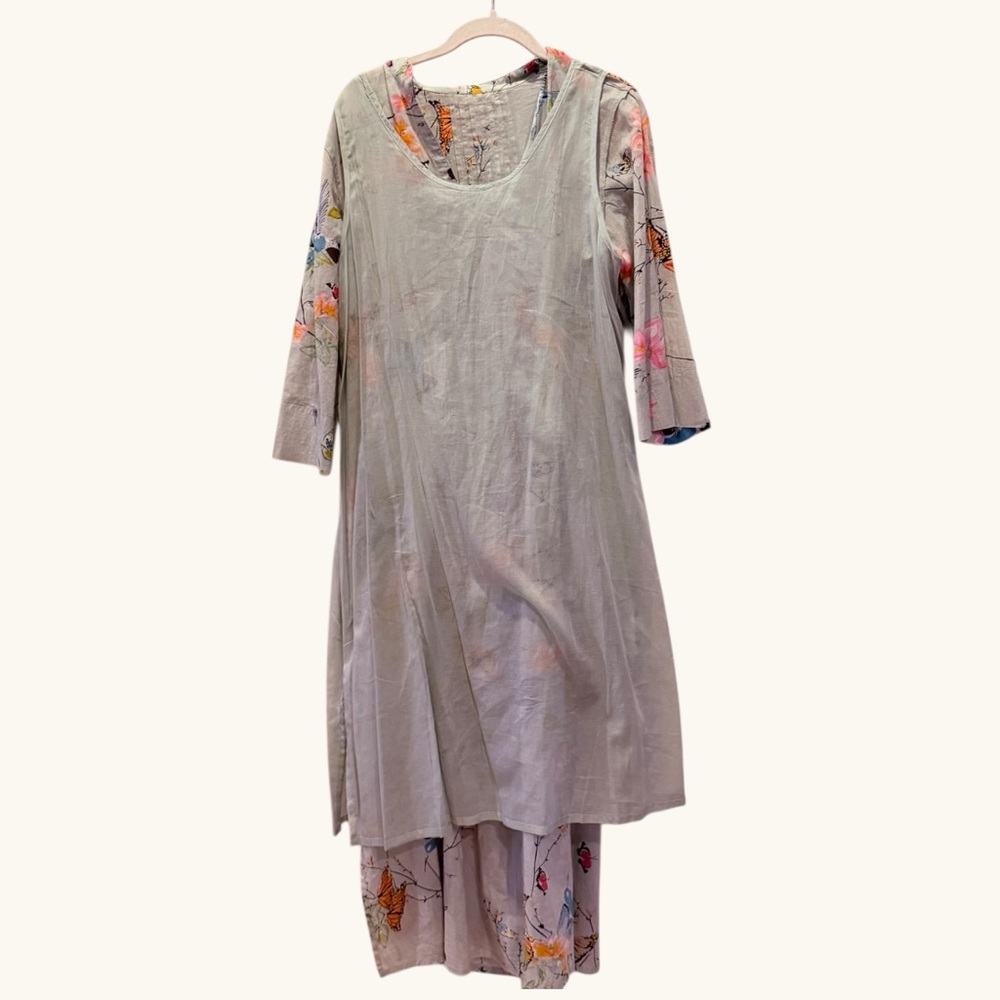 LA CERA 100% Cotton Voile Lined Hummingbird Caftan - Picture 9 of 14